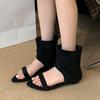 Fashion Fashion Open Toe Footwear Ladies Low Heel Sandals Boots Female Spring Summer Slip On Women Heeled Sandals Ankle Booties Shoes