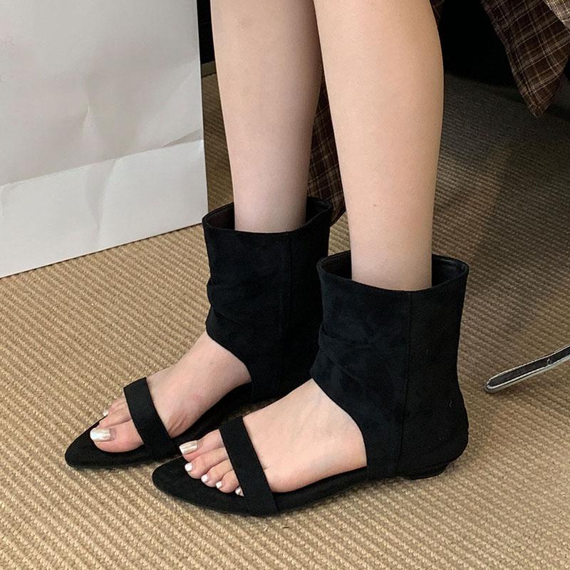 Fashion Fashion Open Toe Footwear Ladies Low Heel Sandals Boots Female Spring Summer Slip On Women Heeled Sandals Ankle Booties Shoes