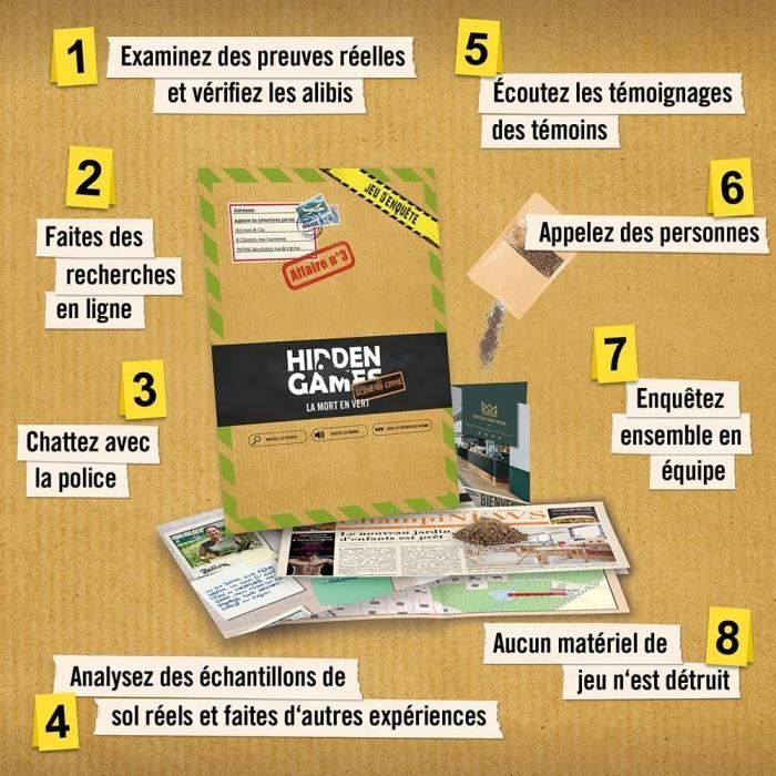 Jeu de scène de crime - la mort en vert - 1 à 6 joueurs - 90 min - concept innovant