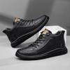 Height increase 5CM men's shoes breathable rubber non-slip sole shoes men's trend versatile mid-top cowhide shoes casual