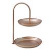 Sturdy Iron Serving Tray Dual Tier Layer Structure Smooth Display Tray Stable Support Multiple Color Food Tray