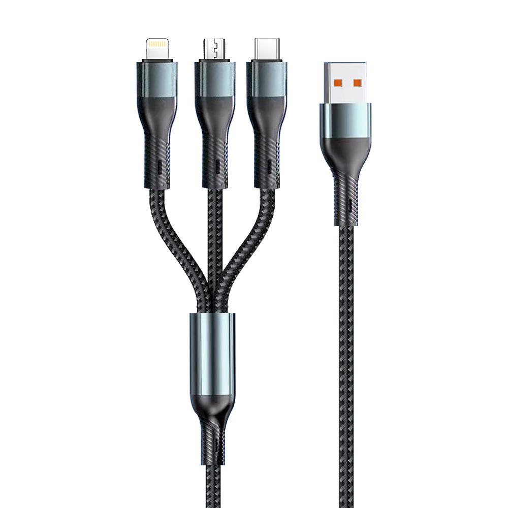 120W 3-in-1 Fast Charging Cable for Apple, Android, Huawei, Xiaomi Phones - 6A