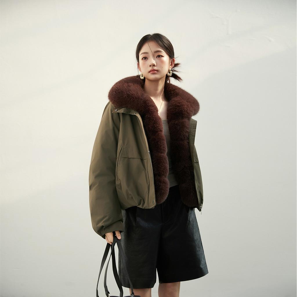 European and American temperament removable wool collar cotton-padded coat short women's winter new loose thickened warm jacket