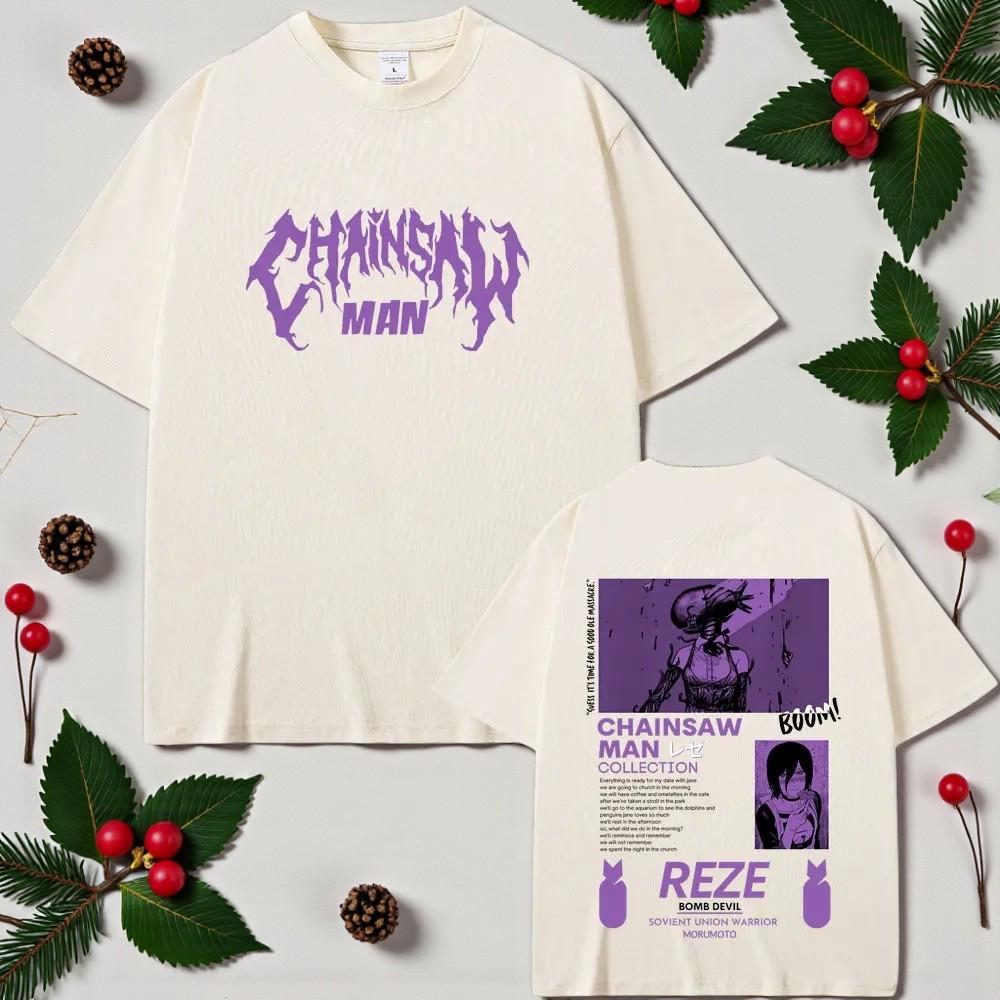 

Reze Bomb Devil Chainsaw Man Graphic T-shirt Men Women Cotton Crew Neck Short Sleeve Tee Plus Size Women Tops Summer Casual Female Male Clothing XXXL помаранчевий