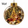 Christmas Gift Exchange Souvenirs Glowing Story Ornament, Mini Holiday Scene Light Up Ball Tree Hanging Ornaments Decoration, Acrylic Clear