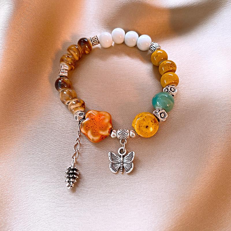 Cartoon children's fun ceramic bracelet summer new small fresh versatile bracelet new Chinese retro high-end jewelry women