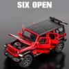 1:22 Wrangler Rubicon Challenger Hellcat Sports Car Model Toy Doors Opened Light Music Pull Back Vehicles for Children's Gifts