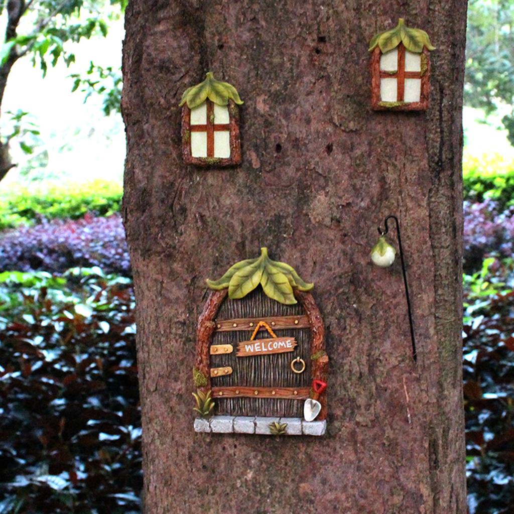 1 Set of Resin Leaf Fluorescent Doors and Windows, Creative Micro Landscape, Large Tree Decoration, Tree Hanging, Palace Decorat