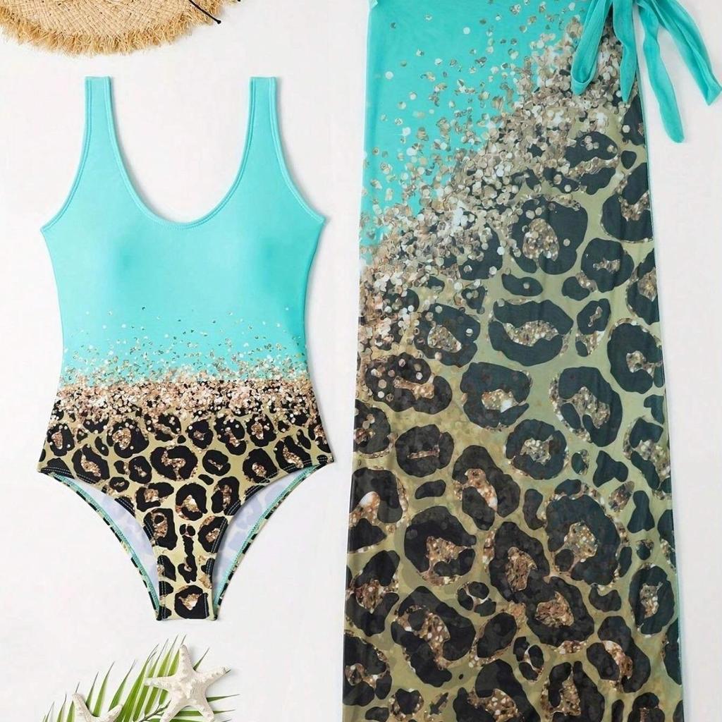 Bikini Mesh Cover-up: 2024 European & American New Print Spring Women's Swimsuit One & Two-Piece Sets