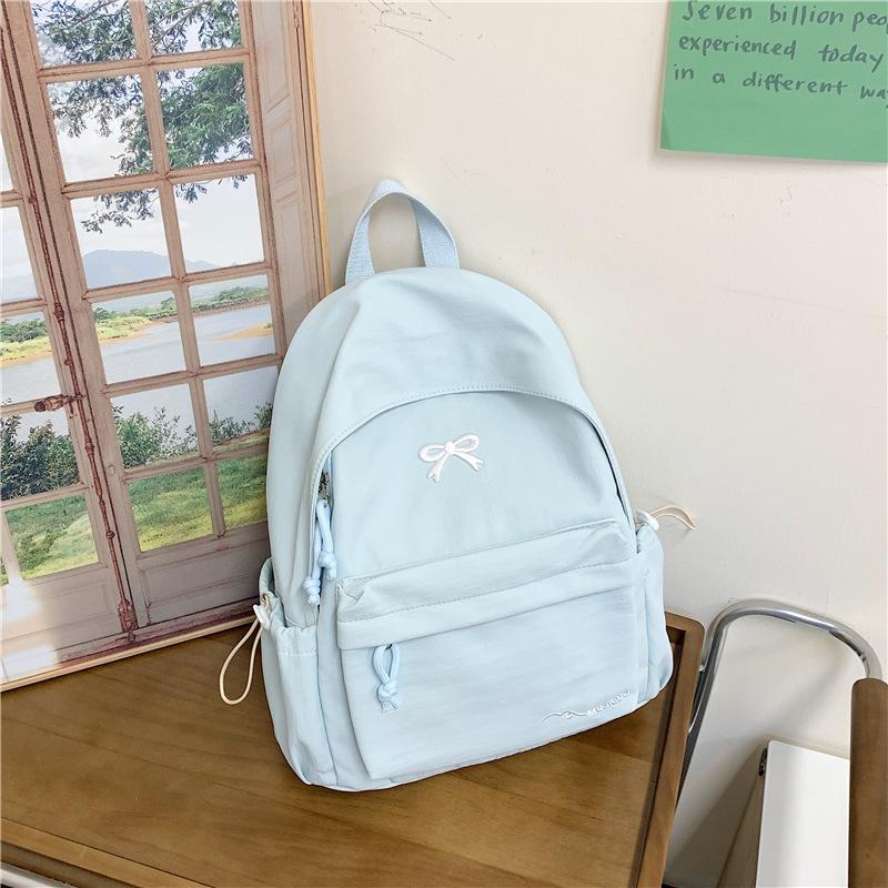 Schoolbag College Student Backpack Junior High School Student Computer Bag Korean Version Simple Girl Bow School Bag Large Capacity Backpack Female