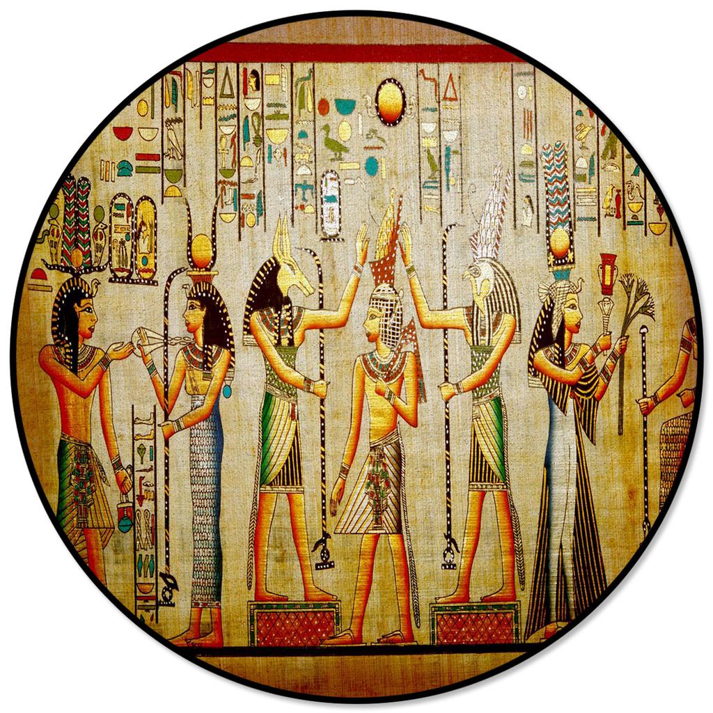 Living Room Bedroom Floor Mats Kids Room Area Rug Egyptian Character Desert Wall Vintage Print Round Rug