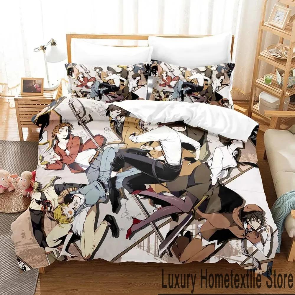 Anime Bungo Stray Dogs Bedding Set Boys Girls Twin Queen King Size Duvet Cover Pillowcase Bed Boys Adult Home Textileextile