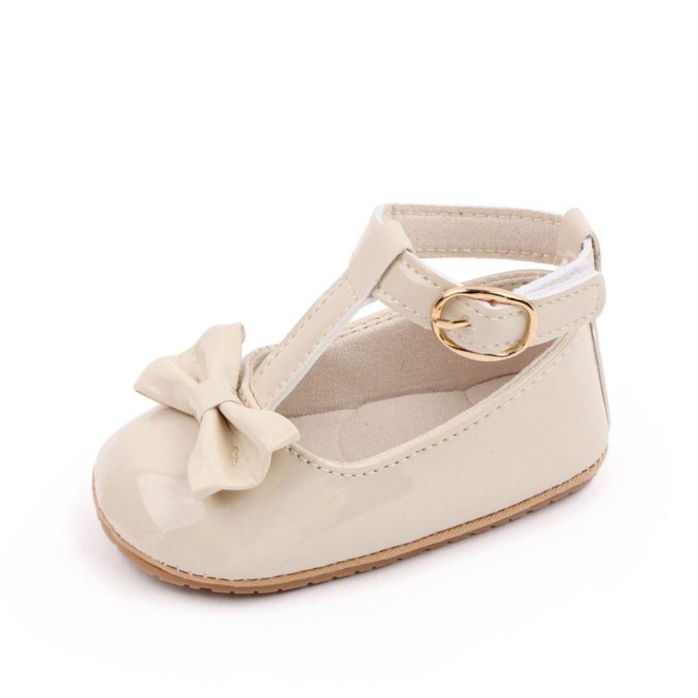 PU Leather Baby Casual Shoes Non-slip Princess Shoes Cute Infant First Walkers  Toddler beige-13cm