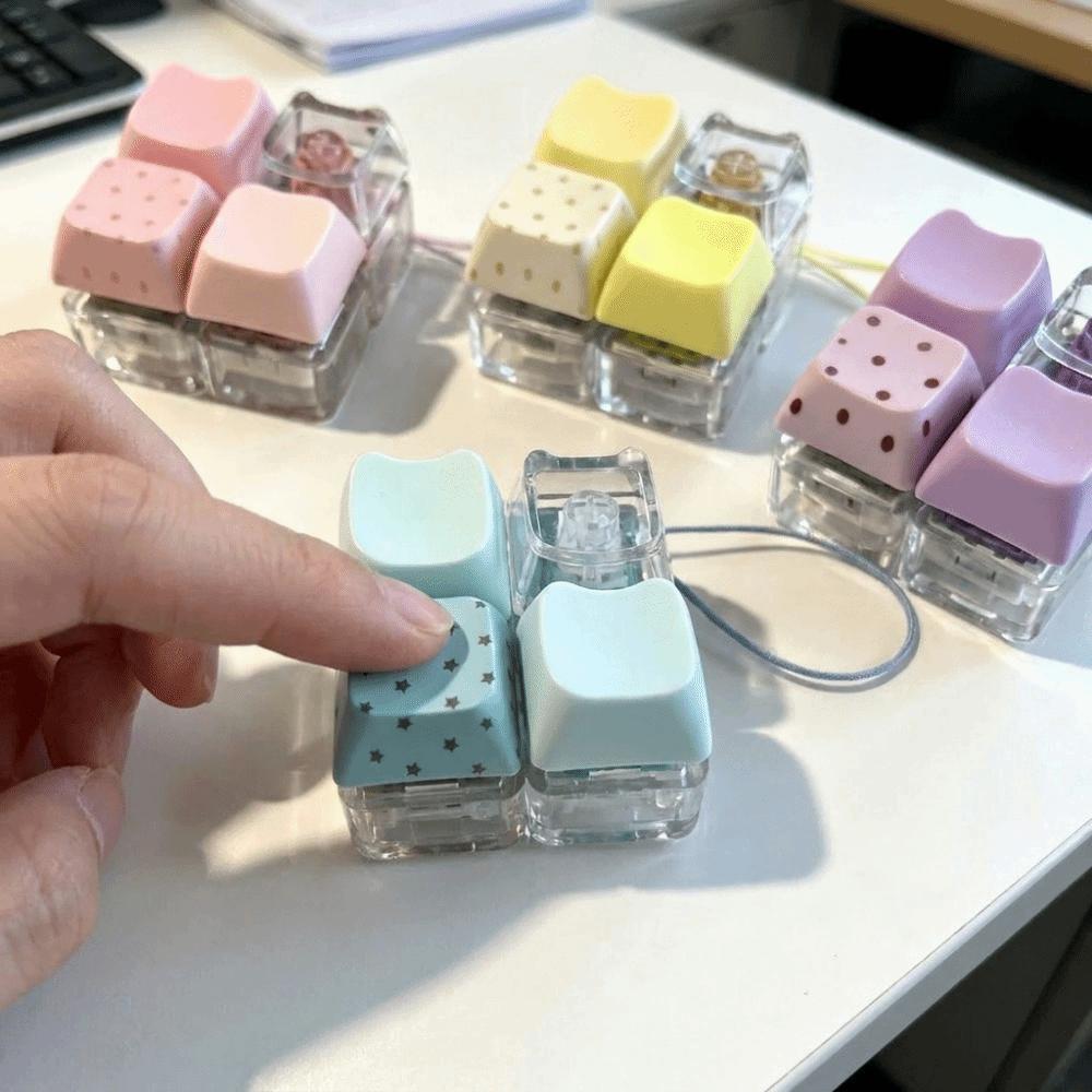 Plastic Fidget Keychain Transparent Keycap Clicker Funny Stress Relief Pendant  Daily