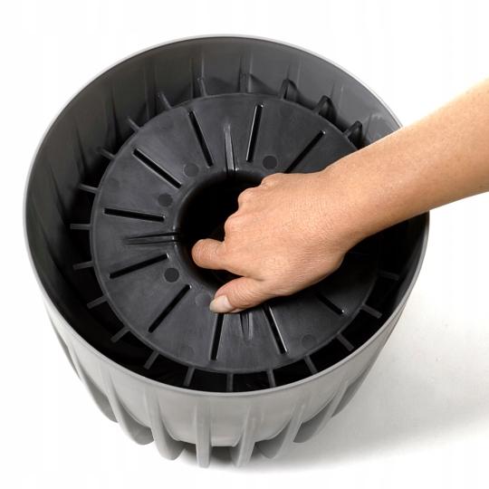 Flowerpot with insert, gray, 19 cm, Mira Eko