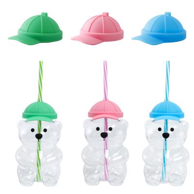 Bear Straw Cup Cute Bear Glass Cup Household Juice & Beverage Cup