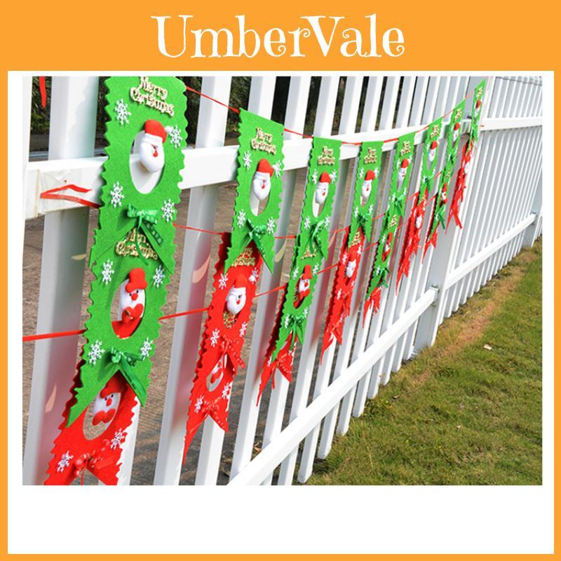 Christmas Celebration Santa Claus Pattern Banner Set With Nonwoven Fabric For Festive Wall Decor