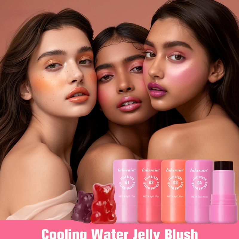 Jelly Powder Blusher for Lazy People, Long-lasting Color Development, Moisturizing and Shimmering Rouge, Powder Blusher Stick