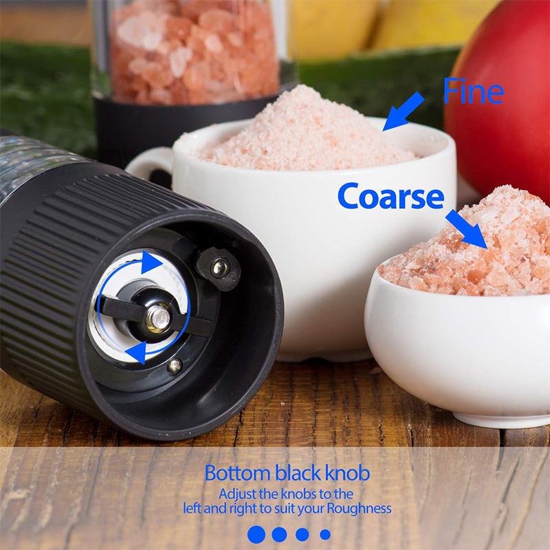 Automatic Salt Pepper Grinder Electric Spice Mill Grinder Seasoning Adjustable Coarseness Kitchen Tools Grinding For Cooking BBQ