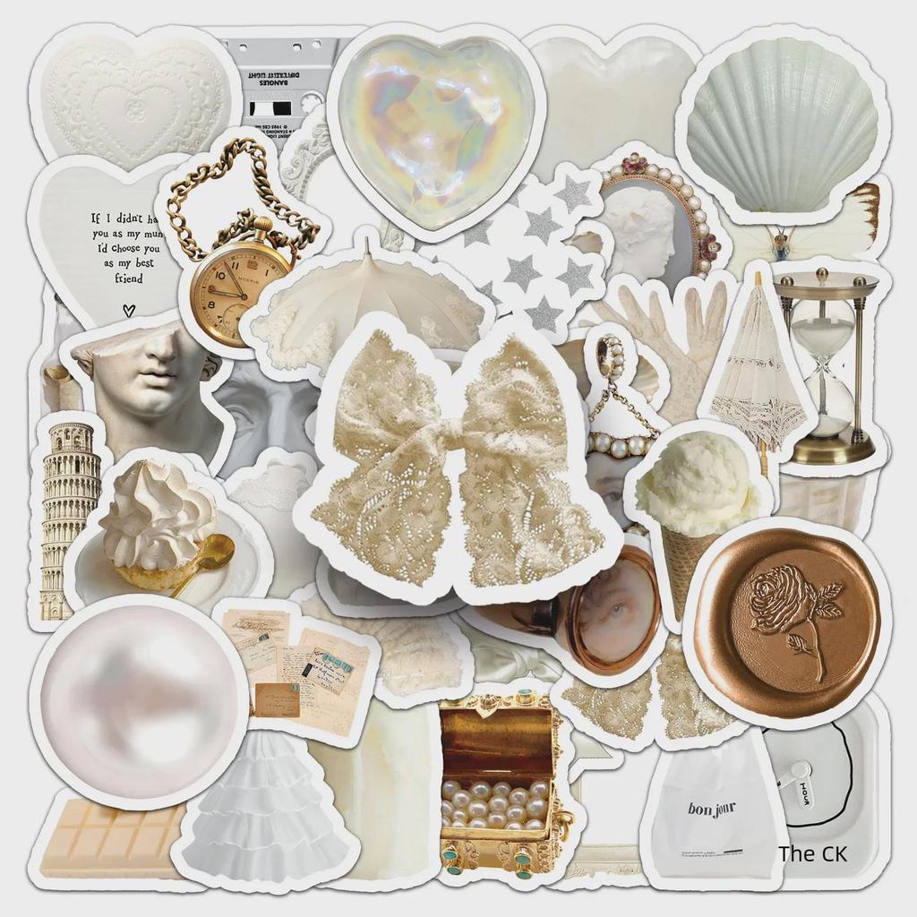 Valiz Dekorasyonu İçin 50 Beyaz Graffiti Çizgi Film Çıkartması