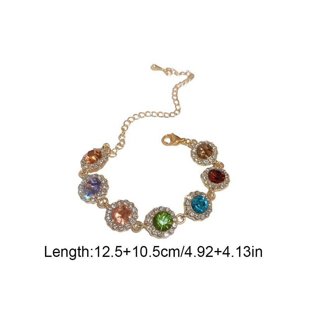 Shiny Zircon Bracelet Bangle Colorful Hand Chain Elegant Rainbow Rhinestone Bracelet  Lady