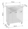 Bathroom cabinet with a washbasin on legs 84x75, standing white Mea with an elongated chrome tap