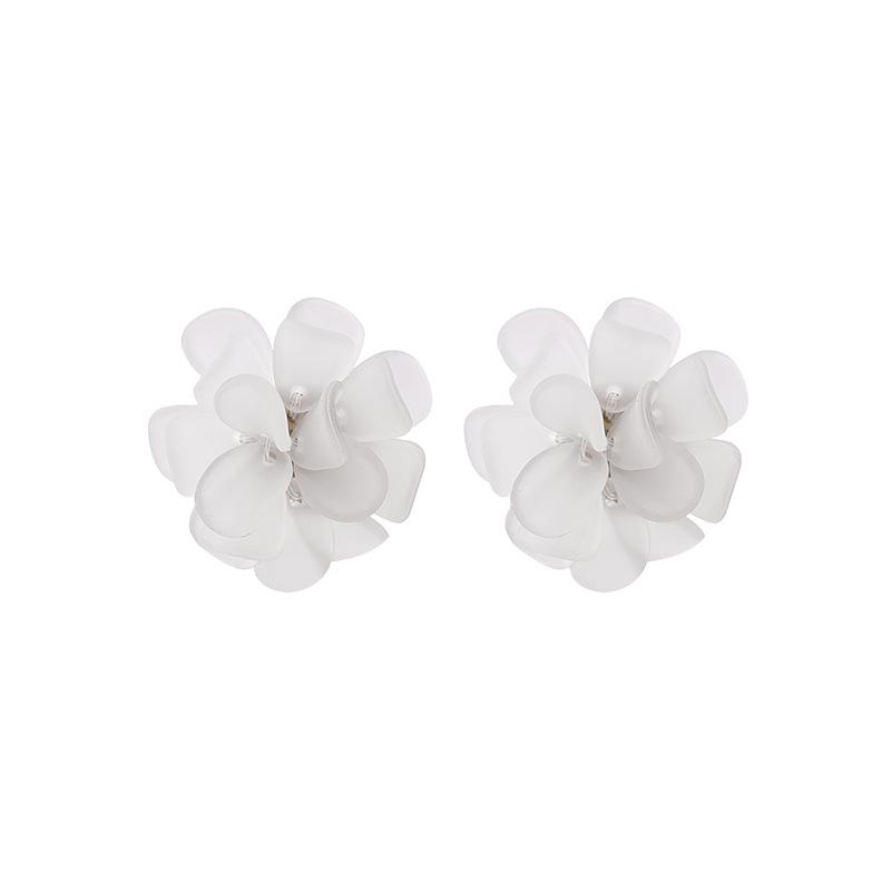 Anna Style Frosted Flower Earrings, 925 Silver Needle - Trendy Transparent Studs for Spring/Summer.