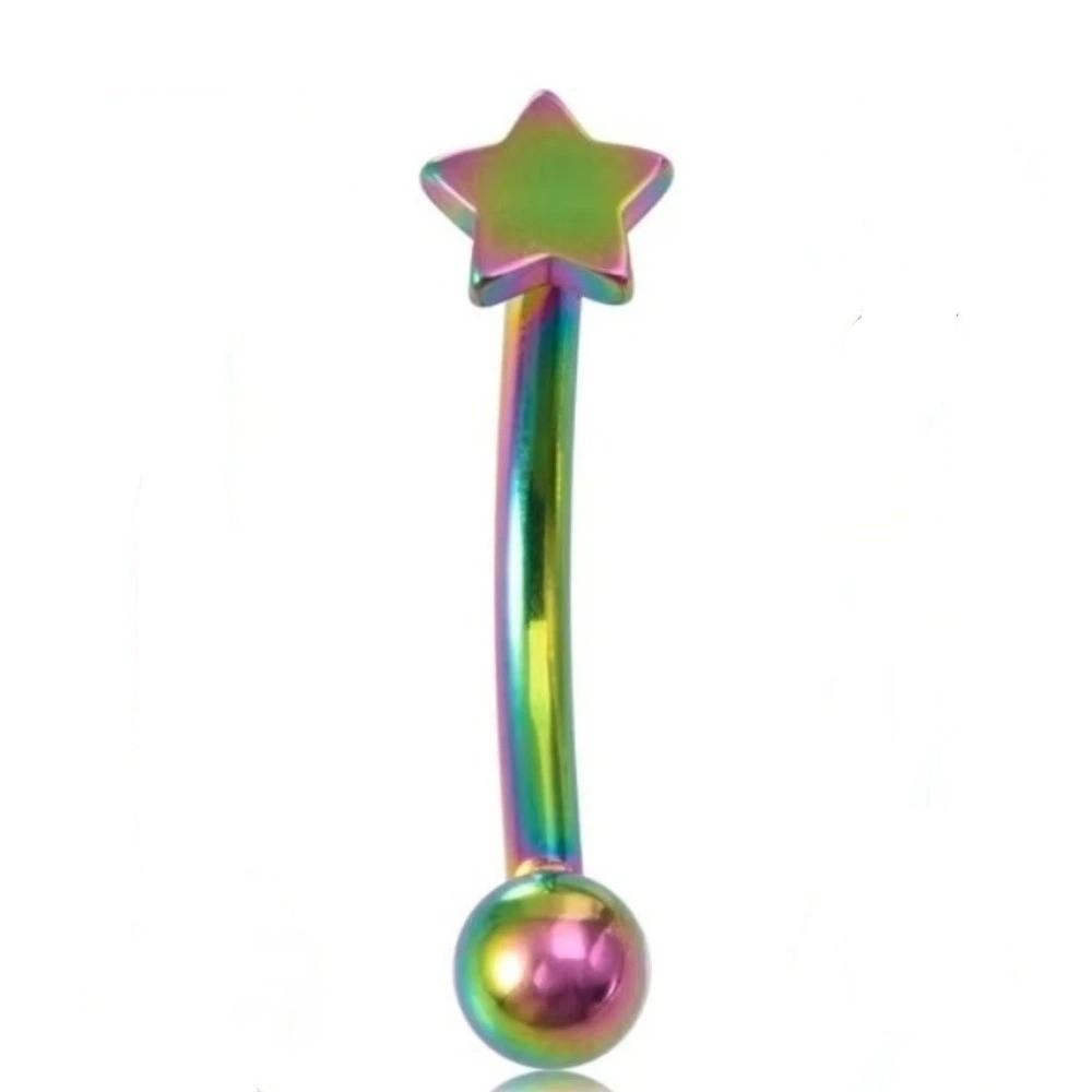 Star Curved Eyebrow Sticks Stainless Steel Punk Body Jewelry All-gender