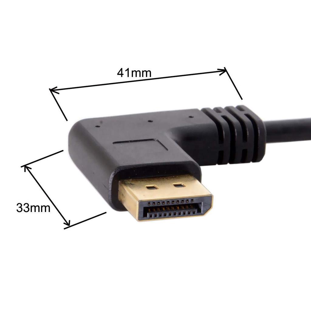 CY DisplayPort Male to Female 90 Degree Left Down Angle Extension Supports 4K 60Hz Cable,