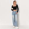 PUFFANPOP Women's Wide Leg Jeans Retro Wash High Waisted Denim Pants Loose Straight Jeans Y2K