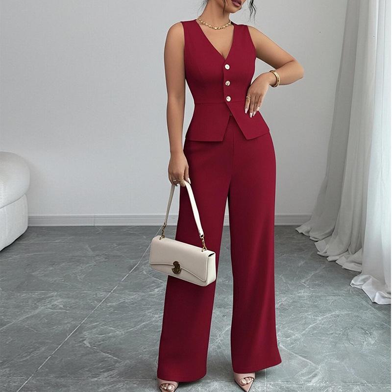 2026 Women's Spring New, Amazon Cross-border Europe and America, Fashion Casual Sleeveless Vest Straight Pants Set