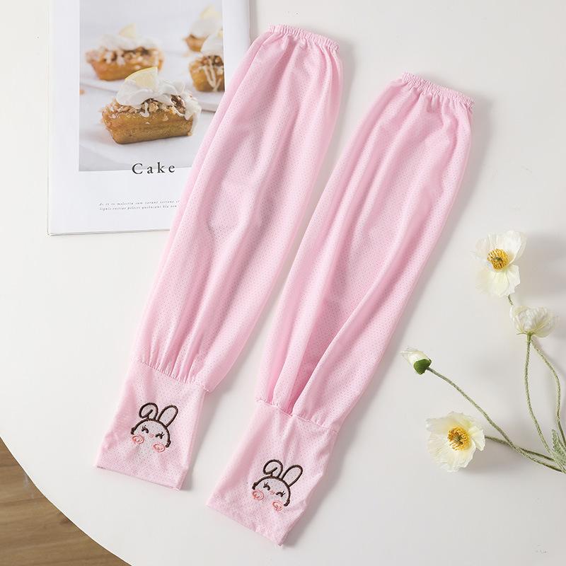 Women’s Summer UV Protection Arm Sleeves, Cute Bunny Ear Ice Silk Cooling Sleeves, Breathable Thin Sun Sleeves for Driving Cycling Outdoor
