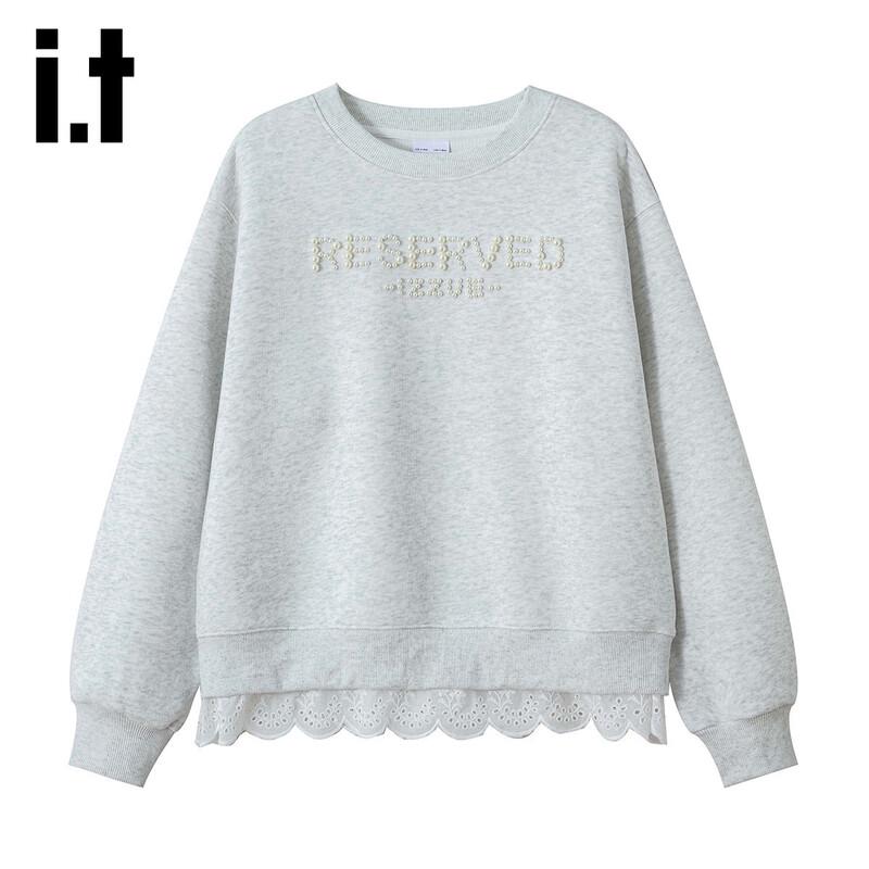 Izzue IT Women s Pearl Letter Round Neck Sweatshirt L