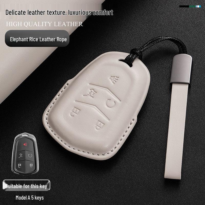 Genuine Leather Key Case for Cadillac: Compatible with CT6, XT5, XT4, XT6, CT4, CT5, XTS, GT4, and ATSL Models.