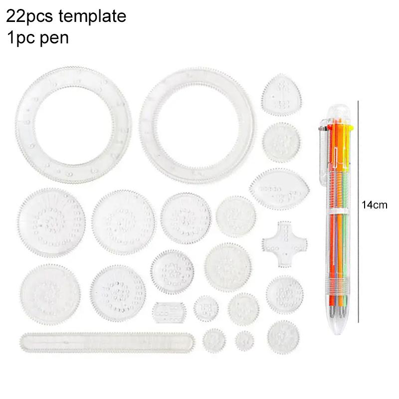 Spirograph Drawing Tools Set with Ballpoint Pen DIY Template Mathematical Roulette Drawing School Supplies Geometric Ruler TMZ
