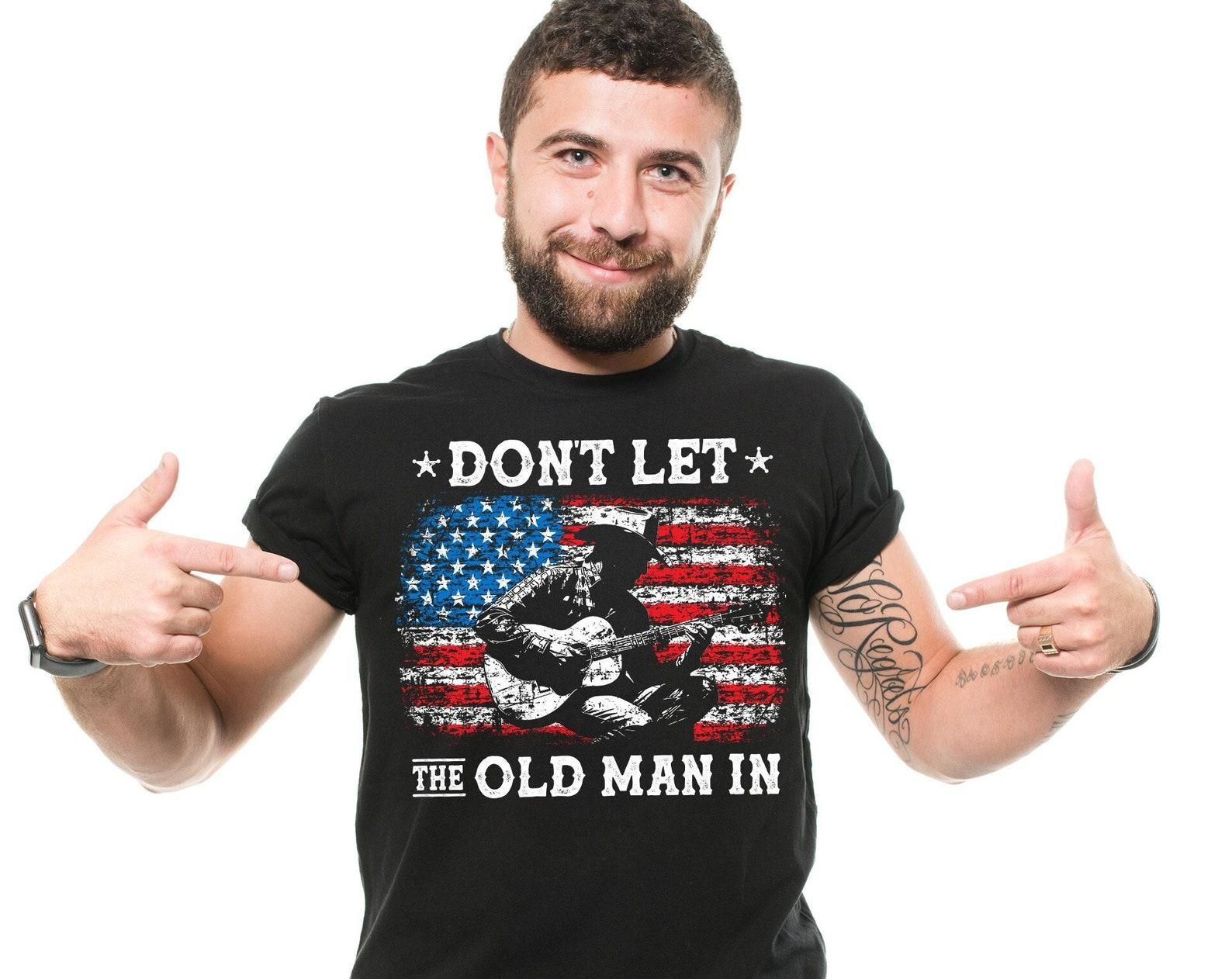 Don t Let The Old Man In T-Shirt: Patriotic Guitarist Design S