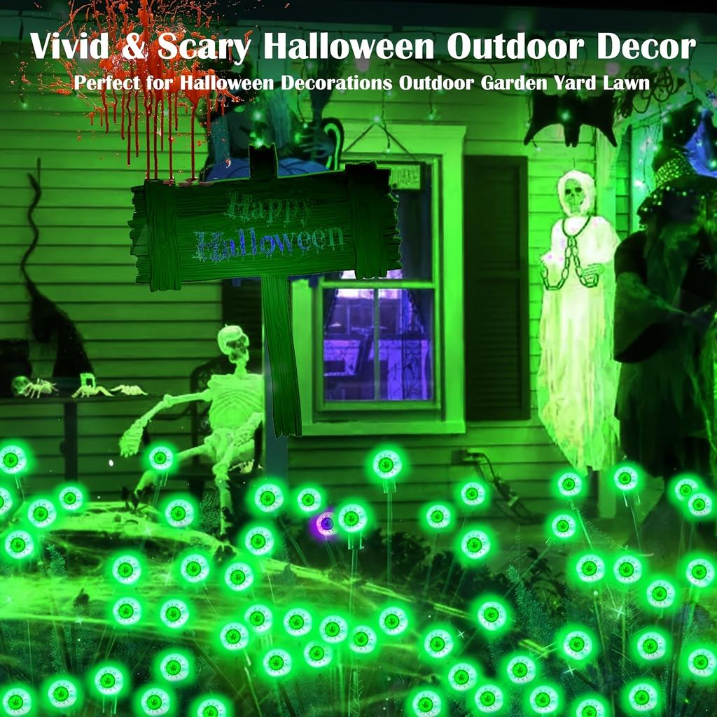 Solarbetriebene Halloween-Augapfel-Lichter zur Halloween-Dekoration, Außenaufstellung, Horror-Augäpfel für Hof, Garten und Teamdekoration
