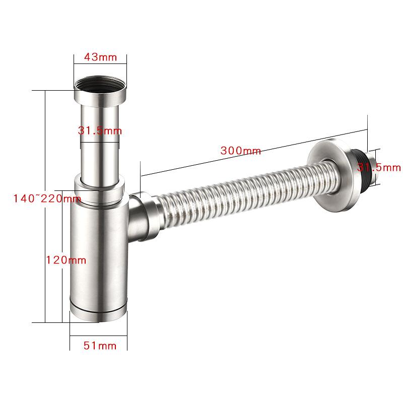 304 Stainless Steel Bathroom Siphon Sink Drain Pipe Basin Drain Siphon Nickel/Chrome Basin Bottle Trap Drain Set Accessories