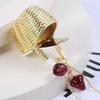 Colorful Strawberry and Basket Pendant Necklace Stylish Clavicle Chain Fashionable Neckchain Accessories for Women