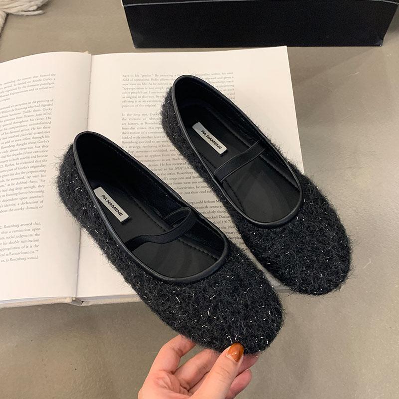 Fashion Female Slip On Footwear Shallow Women Ballet Flats Shoes Soft Casual Flock Fashion Round Toe Ladies Flats With Shoes