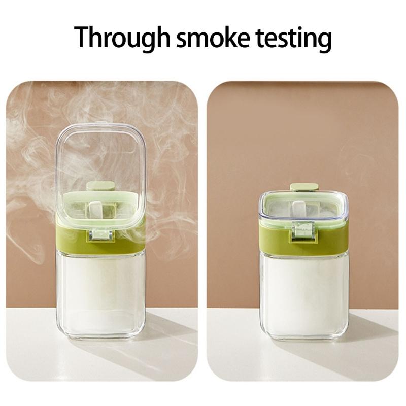 Clear Kitchen Spices Jars With Removable Spoon Compartment Food Storage Container For Pantries Organization