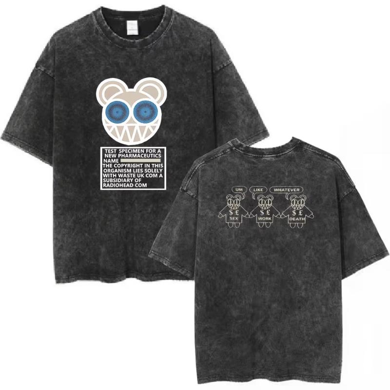 Rock Band Radiohead The Bends Vintage Washed Tshirt Unisex Women Fashion Hip Hop T Shirts Casual Tshirts Streetwear