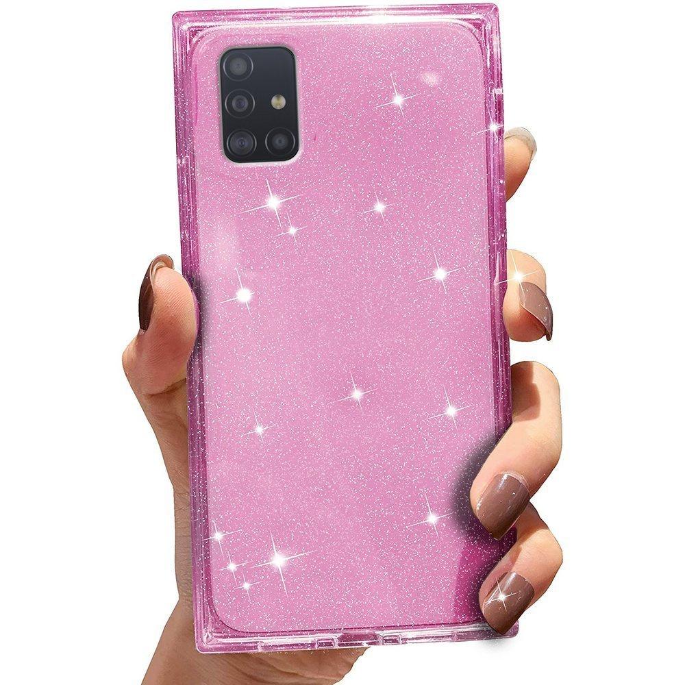 Square Glitter case for Samsung Galaxy A51 4G, Rose Gold