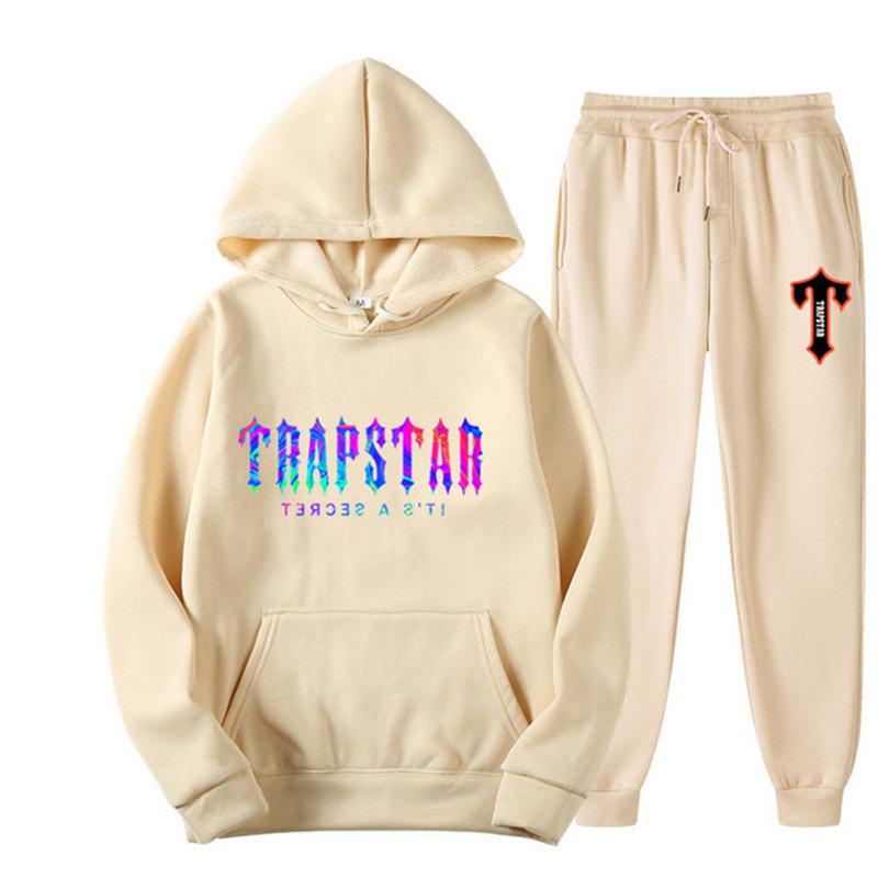 2023 New Letter Printing Men's and Women's Multi-color Warm Two-piece Set Loose Hoodie + Pants Jogging Set