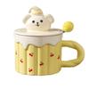 400ML European Ceramic Cake Coffee Mug with Lid and Spoon Cute Dog Design Delicate Afternoon Tea Latte Cup Home Breakfast Mug