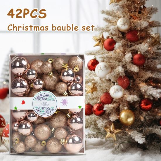 42Pcs 3/4/5cm Christmas Balls Set Glitter Surface Various Pattern Christmas Balls Shatterproof Home Reusable Ornaments