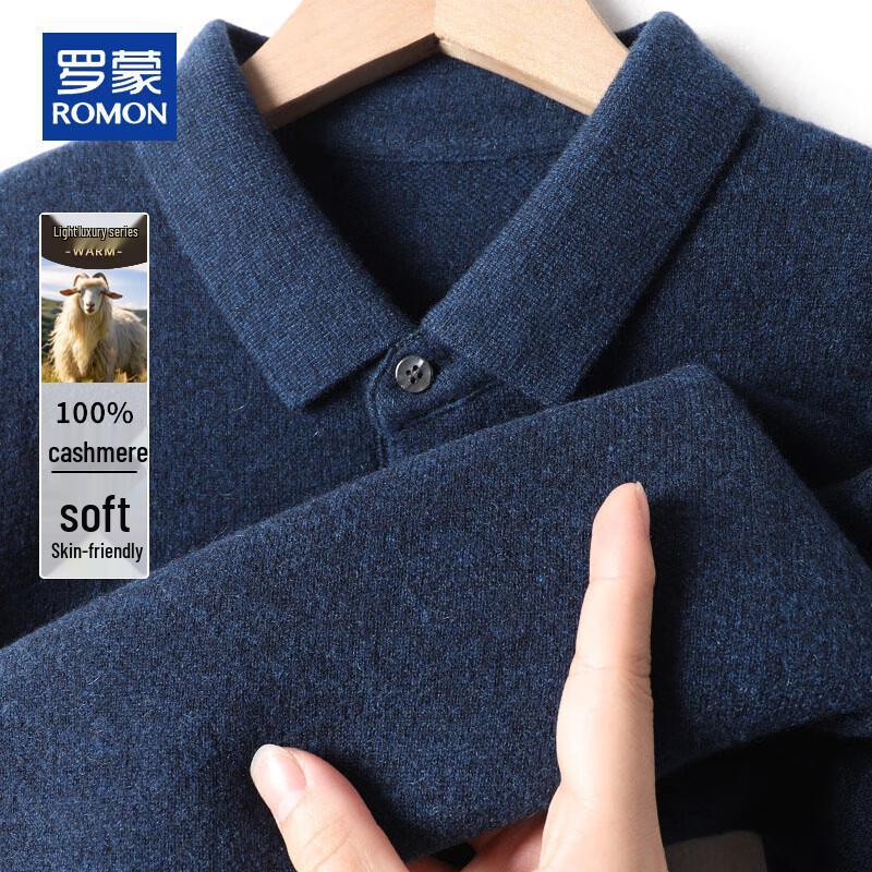 Romon Men's 100% Pure Cashmere Mock Neck Pullover Sweater