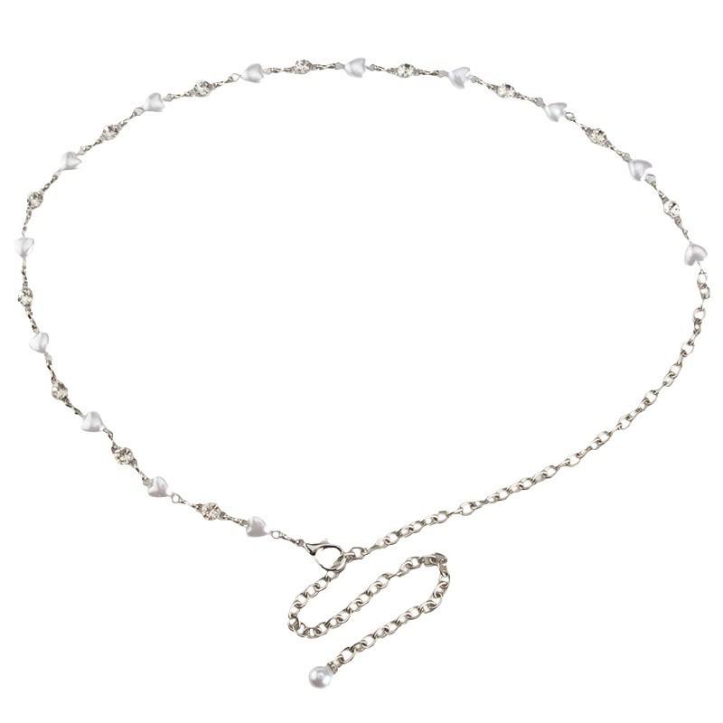 Waist Chain Women's Decorative Pearl Rhinestone Inlaid Fashionable Versatile Dress Body Chain Women
