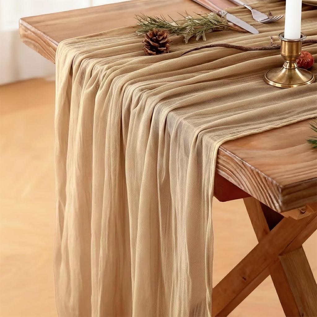 Dusty Pink Cheesecloth Table Runner, 10 FT Boho Rustic Cheese Cloth Gauze, 35x120 Inches Centerpieces Decor for Wedding Spring Easter Baby Bridal