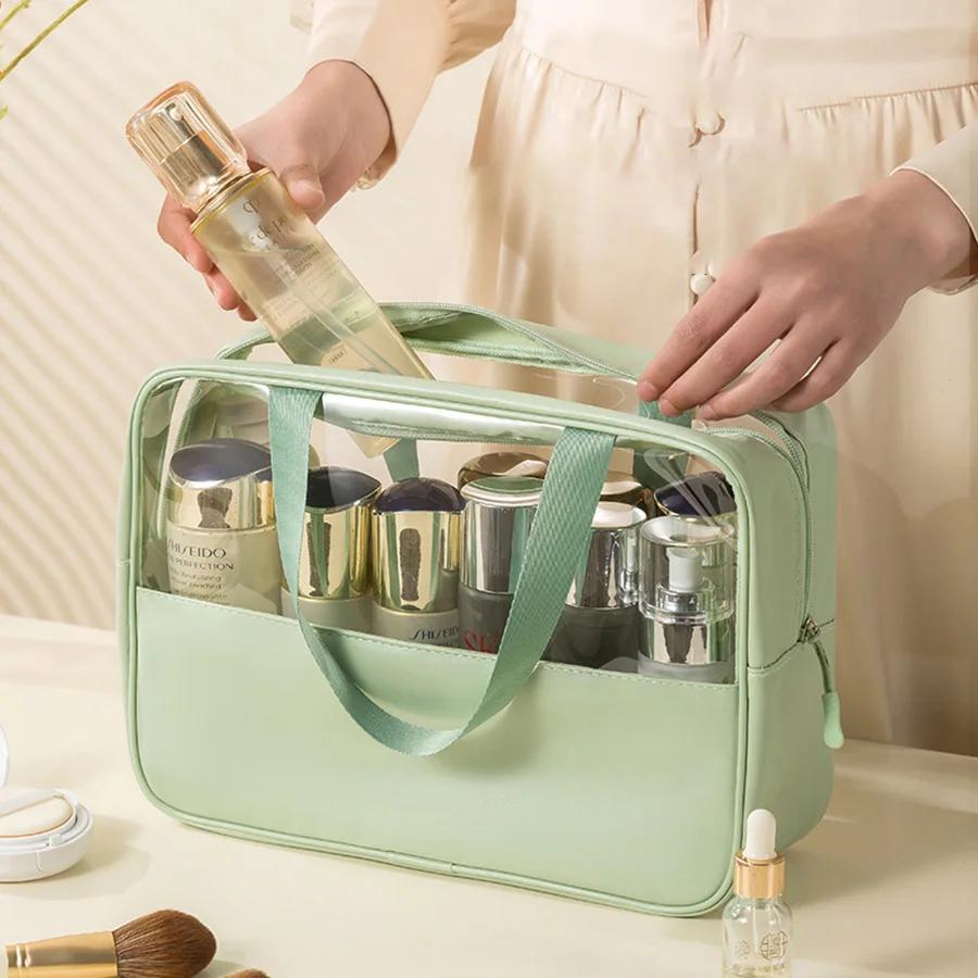 1PCS Unisex PVC Travel Toiletry Bag Large Capacity Translucent Waterproof Makeup Organizer for Women Men